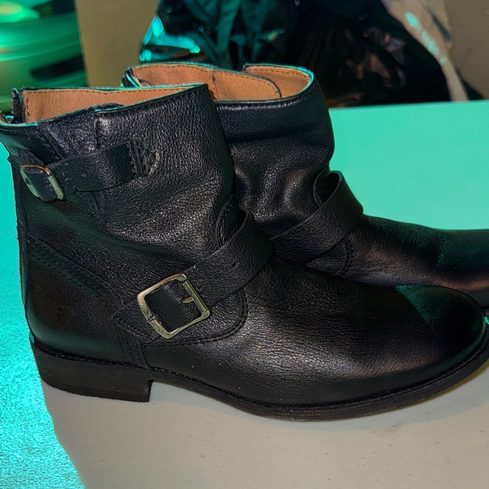 Frye-Black Leather Ankle Boots w/Buckles-Perfect condition, worn for 2hrs - 10B